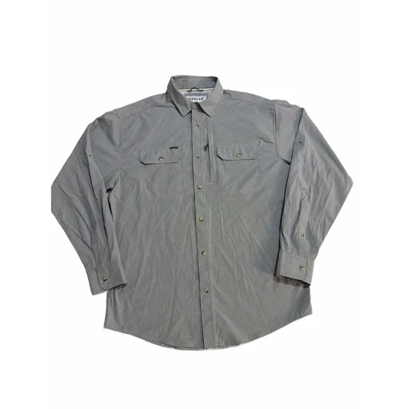 PONCHO Men Long Sleeve Performance Nylon  The Gray Ghost Button Up Stretch - Med - Picture 3 of 11